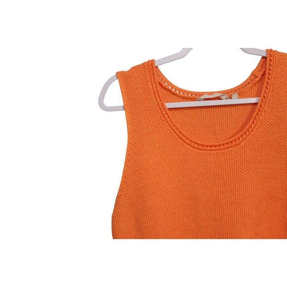 Soft Surroundings Sleeveless Sweater Large Pastel Orange Crochet Knit Boho Beach - Picture 4 of 11
